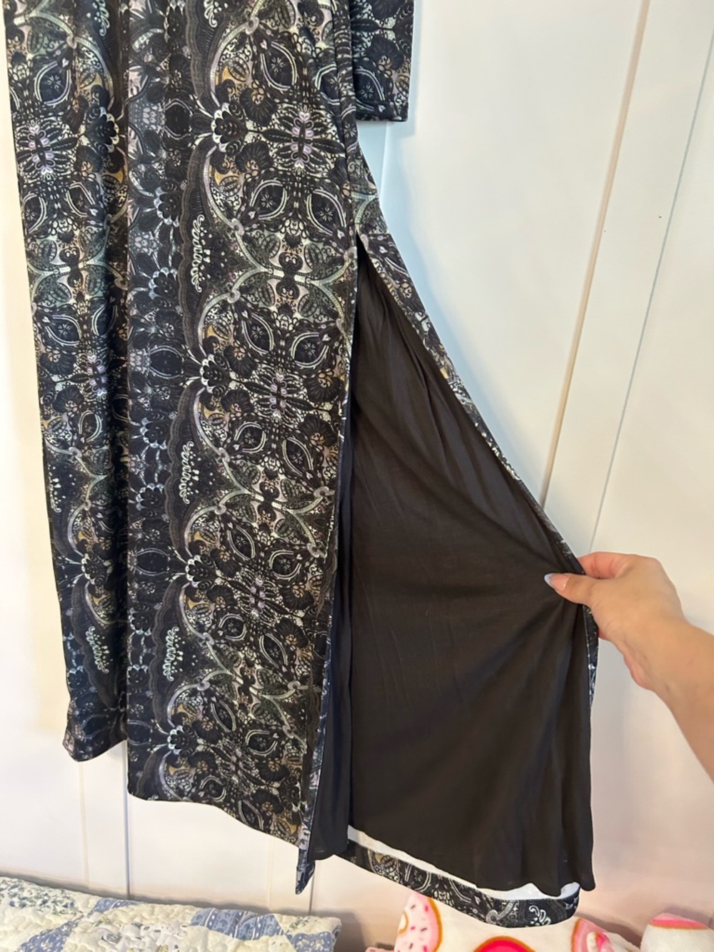 Free People Cabaret Maxi Dress multi-tone gray geometric print - Picture 3 of 7